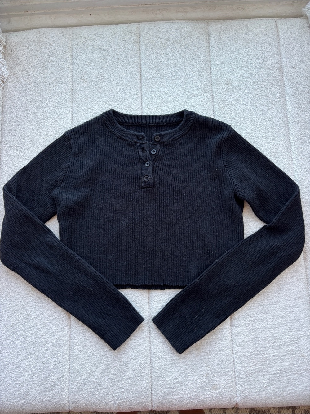 Brandy Melville Black Ribbed Cropped Long Sleeve